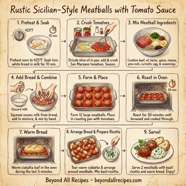 Rustic Sicilian-Style Meatballs with Tomato Sauce instructions