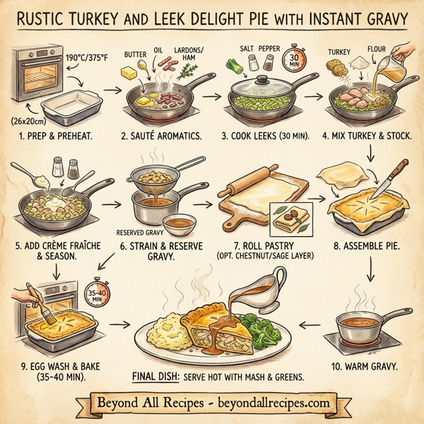 Rustic Turkey and Leek Delight Pie with Instant Gravy instructions