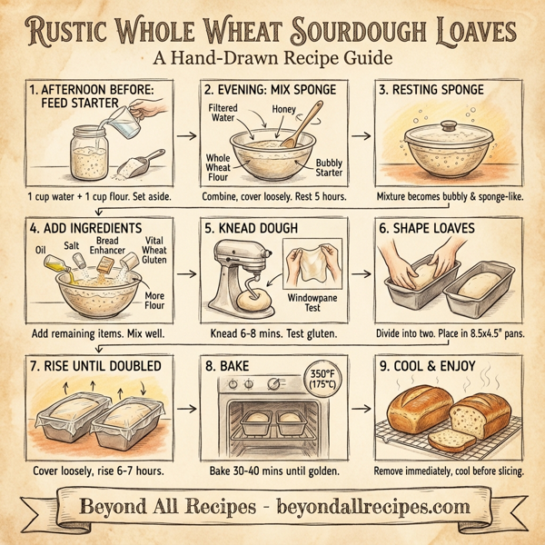 Rustic Whole Wheat Sourdough Loaves instructions