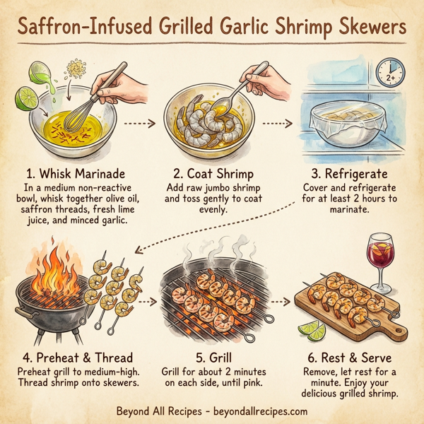 Saffron-Infused Grilled Garlic Shrimp Skewers instructions