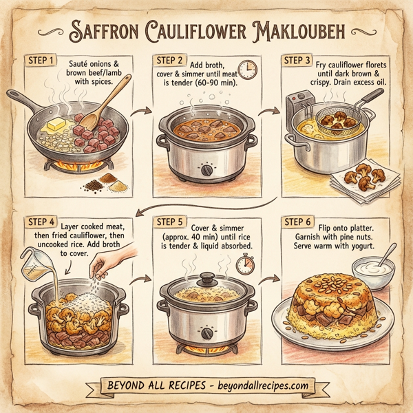Saffron Cauliflower Makloubeh instructions