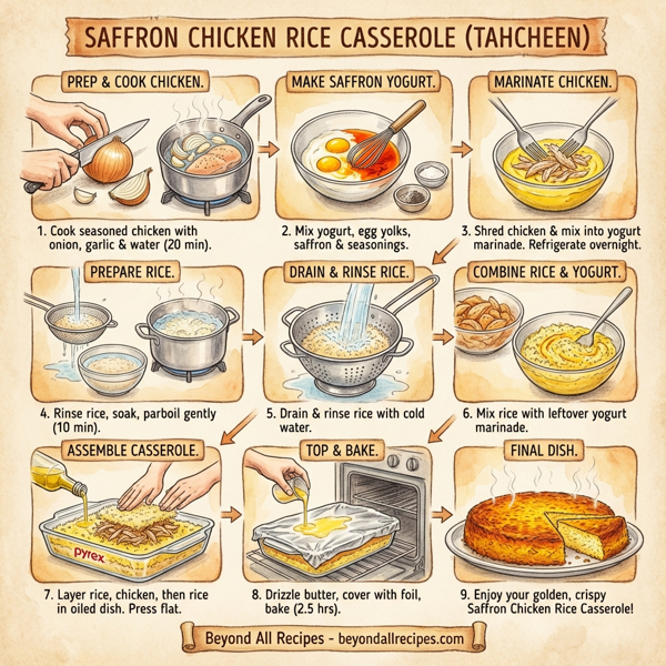 Saffron Chicken Rice Casserole (Tahcheen) instructions