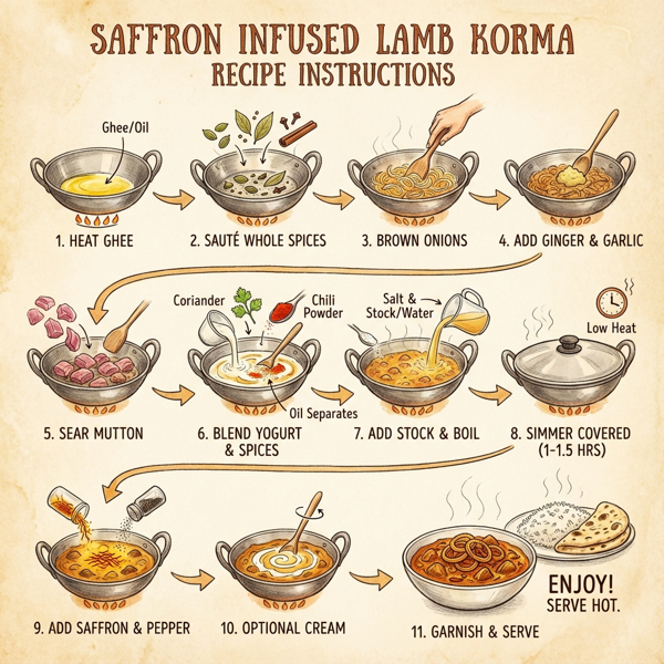 Saffron Infused Lamb Korma instructions