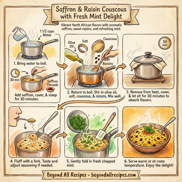 Saffron & Raisin Couscous with Fresh Mint Delight instructions