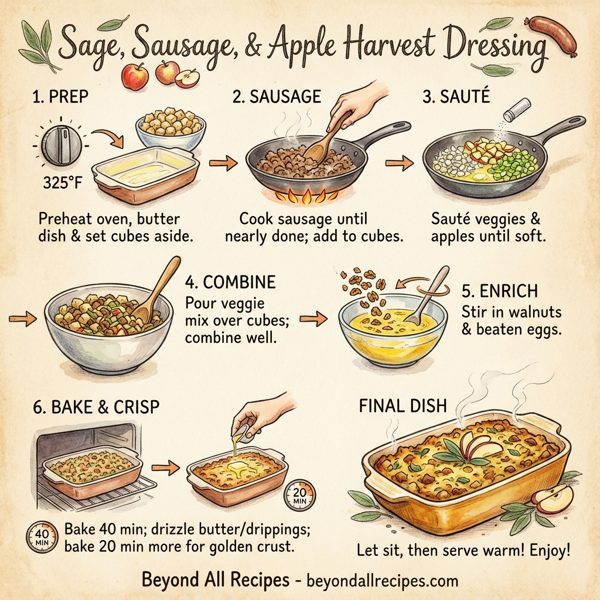 Sage, Sausage, and Apple Harvest Dressing instructions
