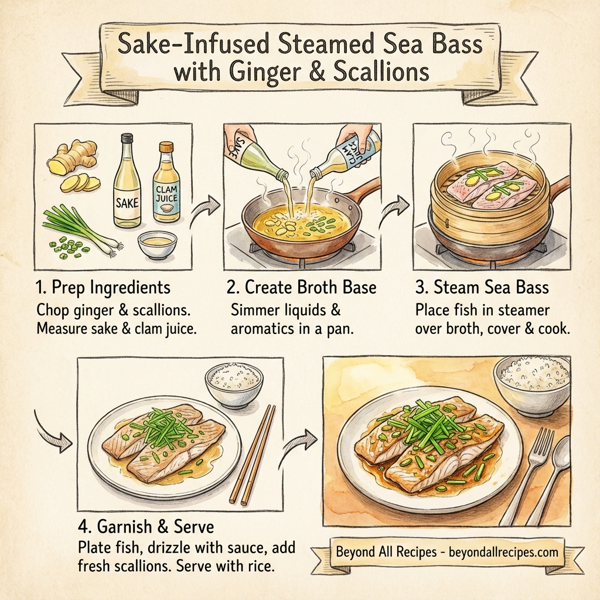 Sake-Infused Steamed Sea Bass with Ginger and Scallions instructions