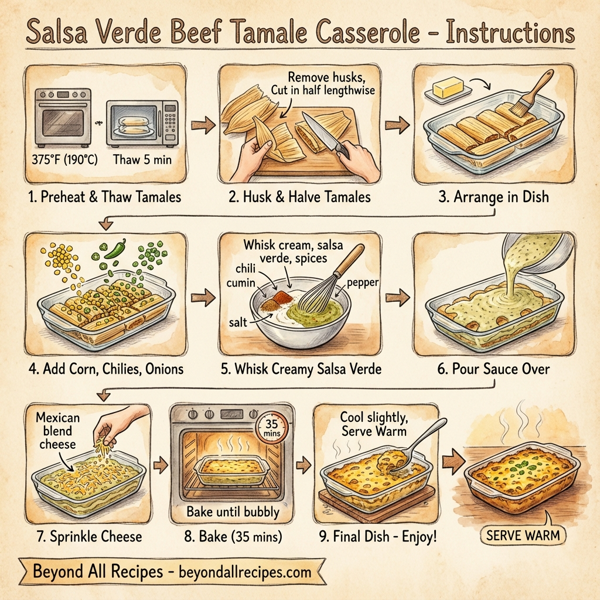Salsa Verde Beef Tamale Casserole instructions
