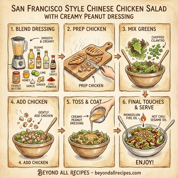 San Francisco Style Chinese Chicken Salad with Creamy Peanut Dressing instructions
