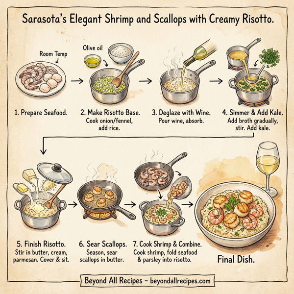 Sarasota's Elegant Shrimp and Scallops with Creamy Risotto instructions