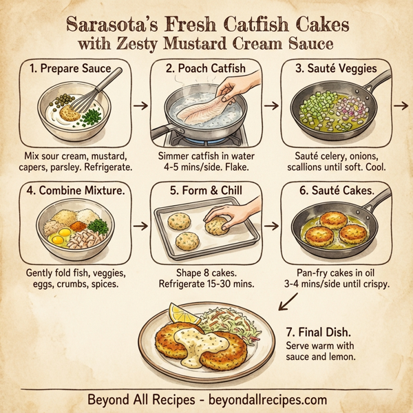 Sarasota's Fresh Catfish Cakes with Zesty Mustard Cream Sauce instructions