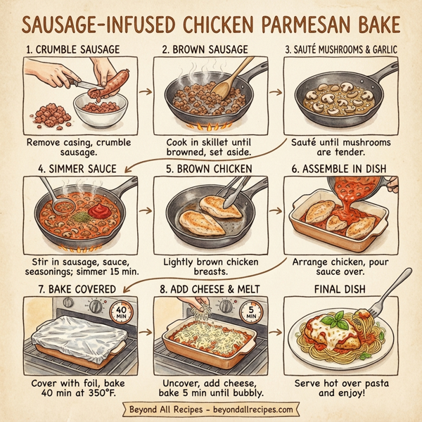 Sausage-Infused Chicken Parmesan Bake instructions