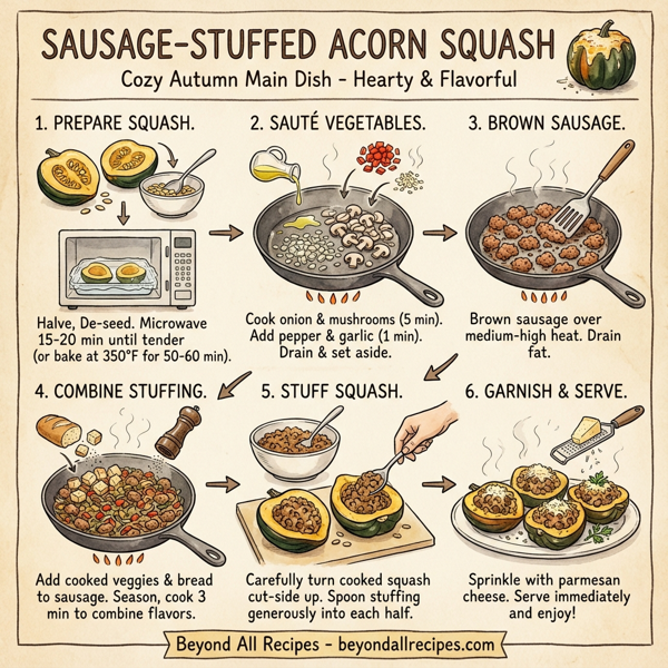 Sausage-Stuffed Acorn Squash instructions