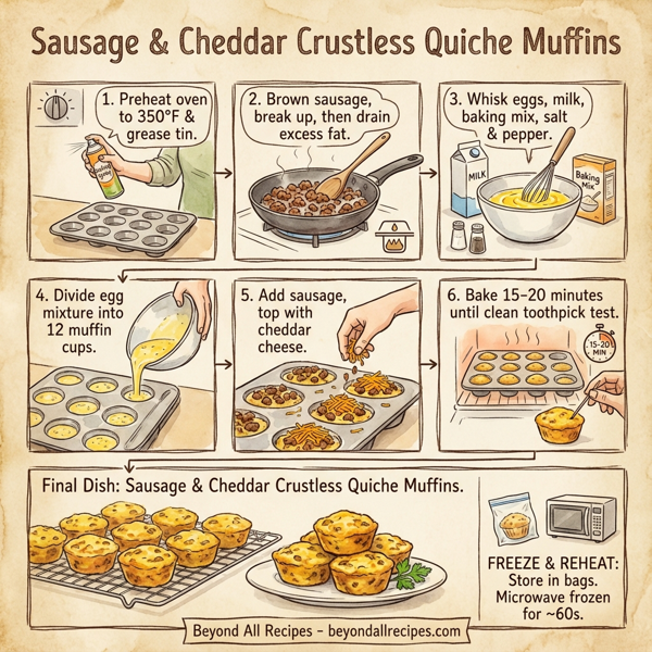 Sausage & Cheddar Crustless Quiche Muffins instructions