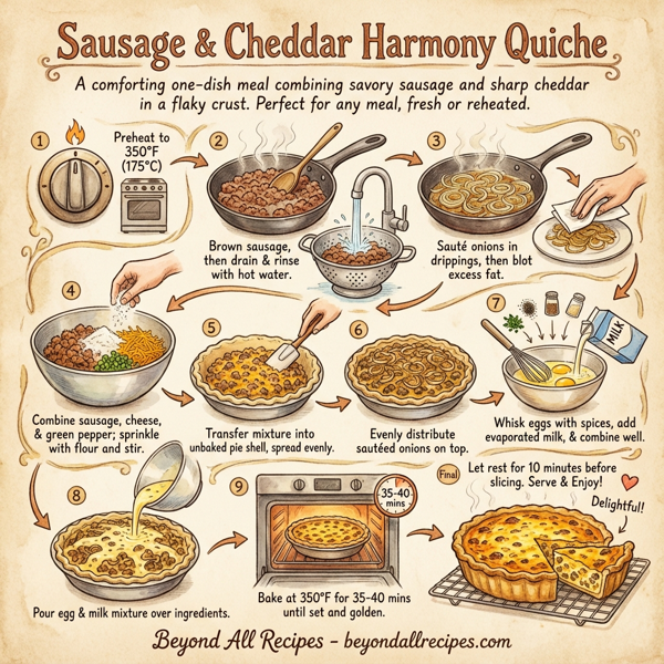 Sausage & Cheddar Harmony Quiche instructions