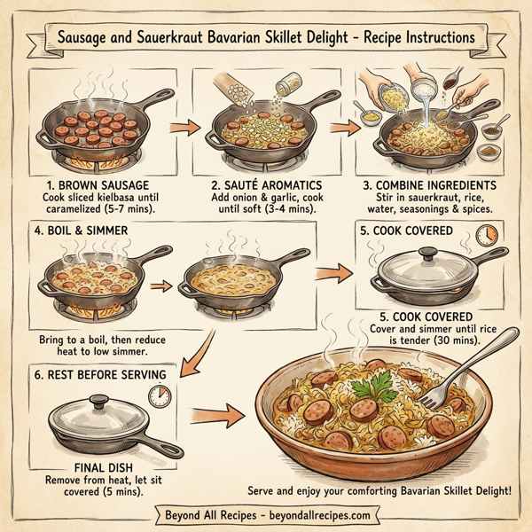Sausage and Sauerkraut Bavarian Skillet Delight instructions