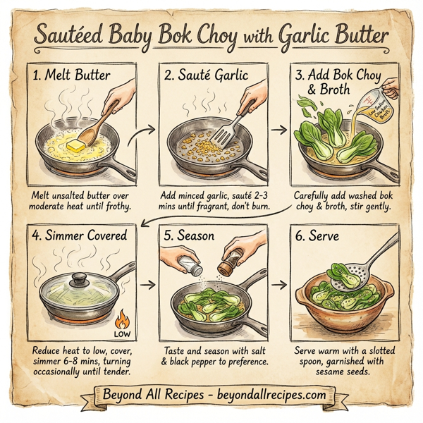 Sautéed Baby Bok Choy with Garlic Butter instructions