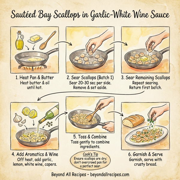 Sautéed Bay Scallops in Garlic-White Wine Sauce instructions