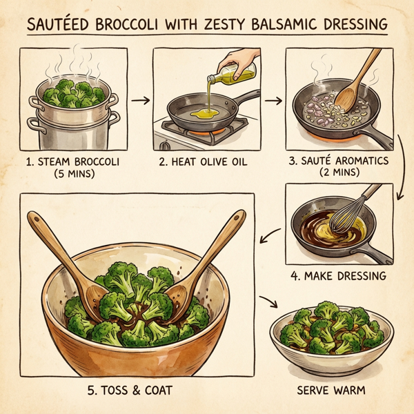 Sautéed Broccoli with Zesty Balsamic Dressing instructions