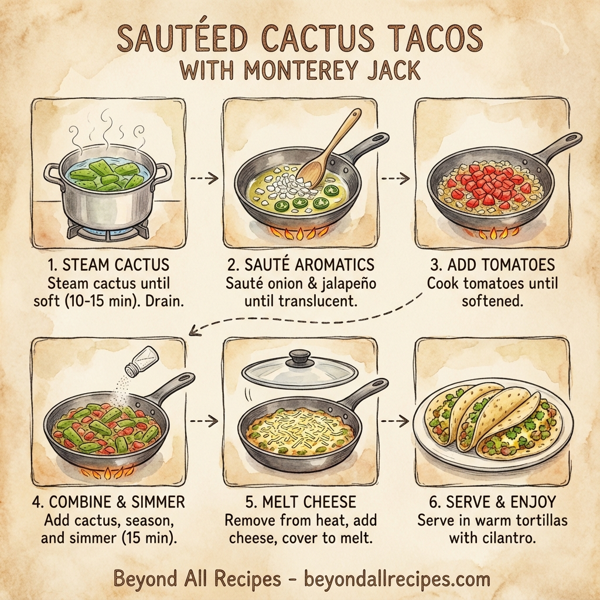Sautéed Cactus Tacos with Monterey Jack instructions