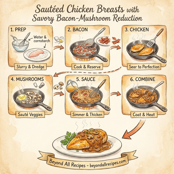 Sautéed Chicken Breasts with Savory Bacon-Mushroom Reduction instructions