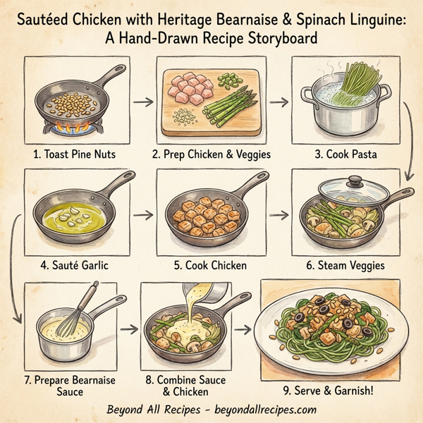 Sautéed Chicken with Heritage Bearnaise & Spinach Linguine instructions