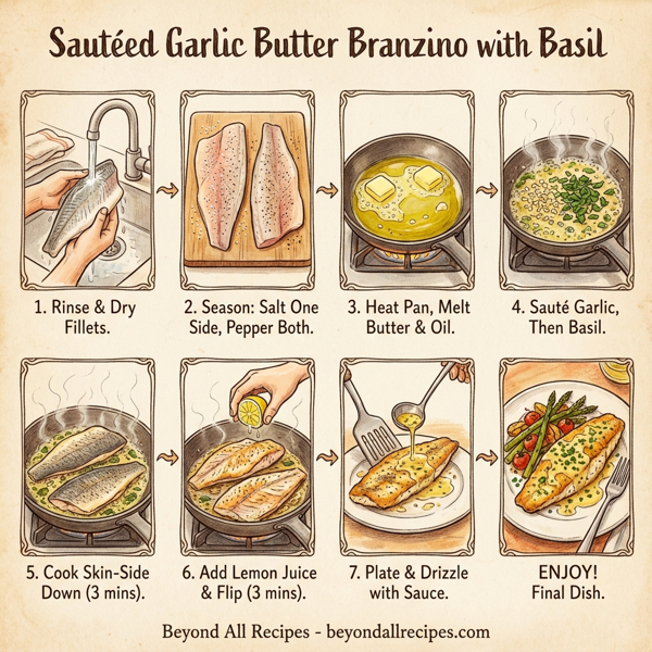 Sautéed Garlic Butter Branzino with Basil instructions