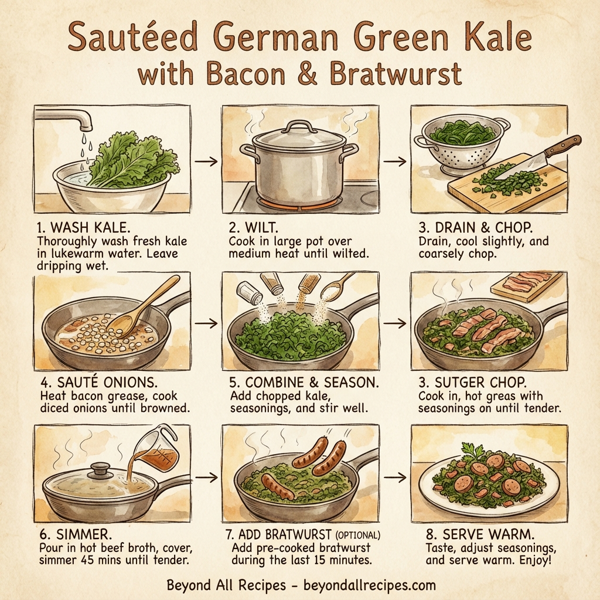 Sautéed German Green Kale with Bacon & Bratwurst instructions