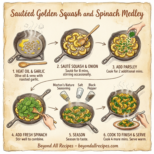 Sautéed Golden Squash and Spinach Medley instructions