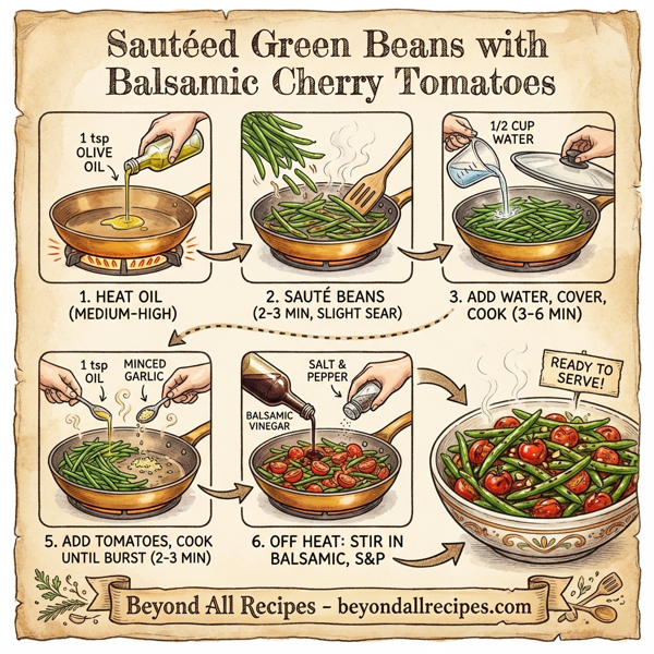 Sautéed Green Beans with Balsamic Cherry Tomatoes instructions