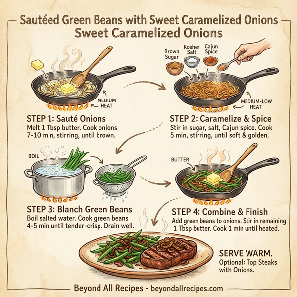 Sautéed Green Beans with Sweet Caramelized Onions instructions