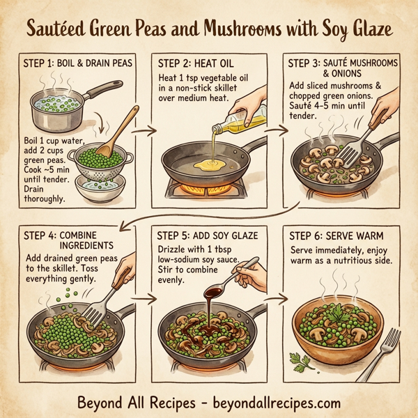 Sautéed Green Peas and Mushrooms with Soy Glaze instructions
