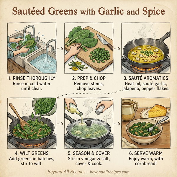 Sautéed Greens with Garlic and Spice instructions