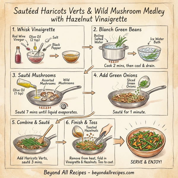 Sautéed Haricots Verts and Wild Mushroom Medley with Hazelnut Vinaigrette instructions
