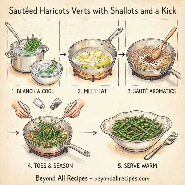 Sautéed Haricots Verts with Shallots and a Kick instructions