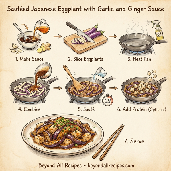 Sautéed Japanese Eggplant with Garlic and Ginger Sauce instructions