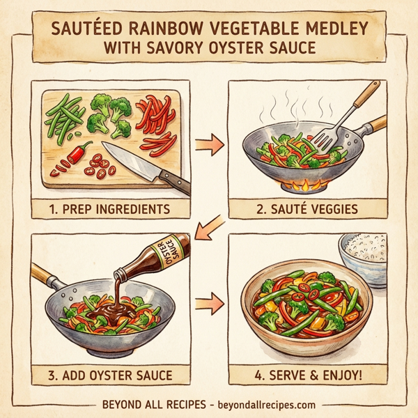 Sautéed Rainbow Vegetable Medley with Savory Oyster Sauce instructions