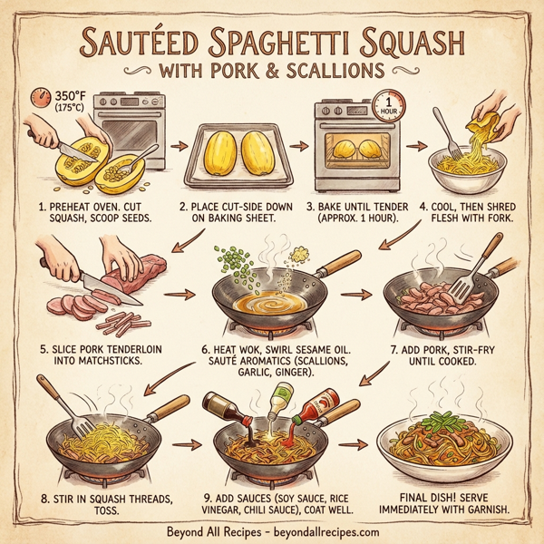 Sautéed Spaghetti Squash with Pork and Scallions instructions