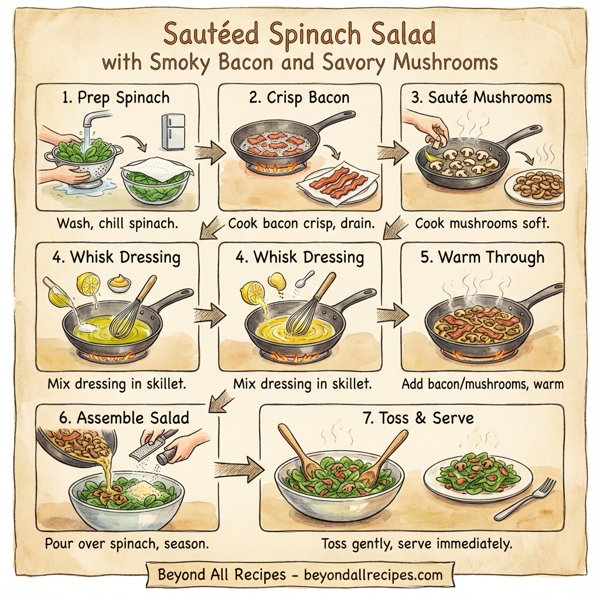 Sautéed Spinach Salad with Smoky Bacon and Savory Mushrooms instructions