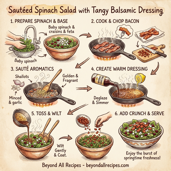 Sautéed Spinach Salad with Tangy Balsamic Dressing instructions