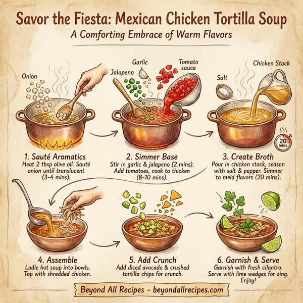 Savor the Fiesta: Mexican Chicken Tortilla Soup instructions