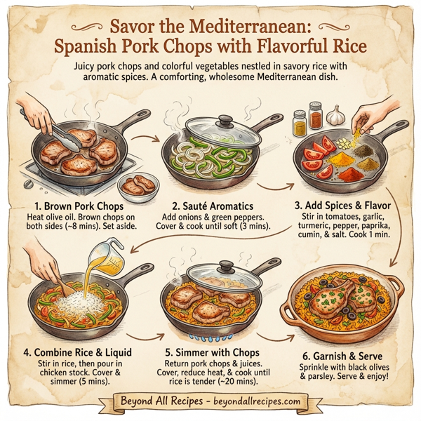 Savor the Mediterranean: Spanish Pork Chops with Flavorful Rice instructions