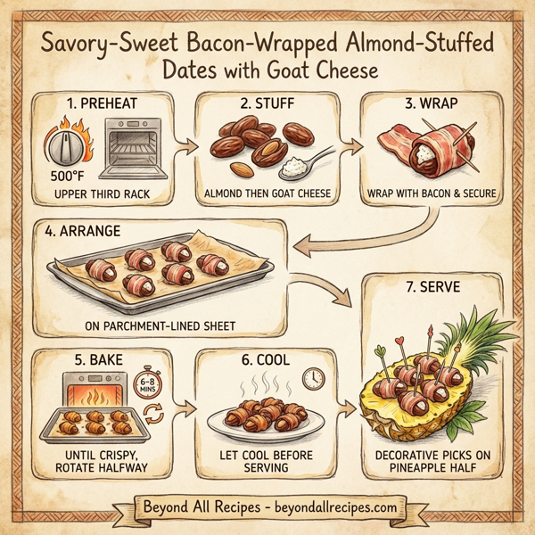 Savory-Sweet Bacon-Wrapped Almond-Stuffed Dates with Goat Cheese instructions