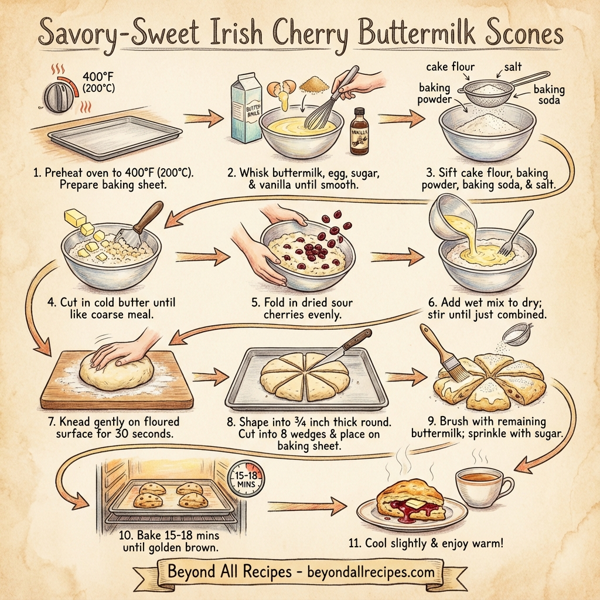 Savory-Sweet Irish Cherry Buttermilk Scones instructions