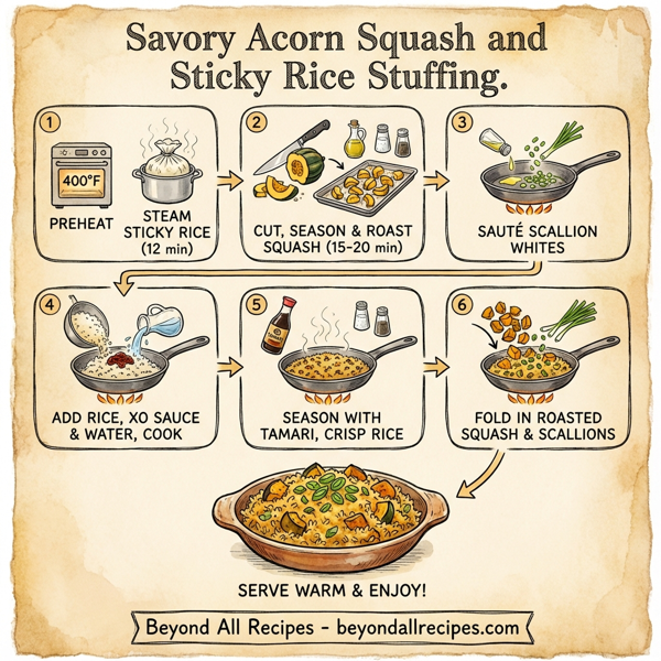 Savory Acorn Squash and Sticky Rice Stuffing instructions