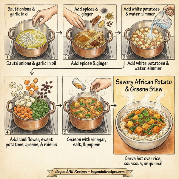 Savory African Potato & Greens Stew instructions