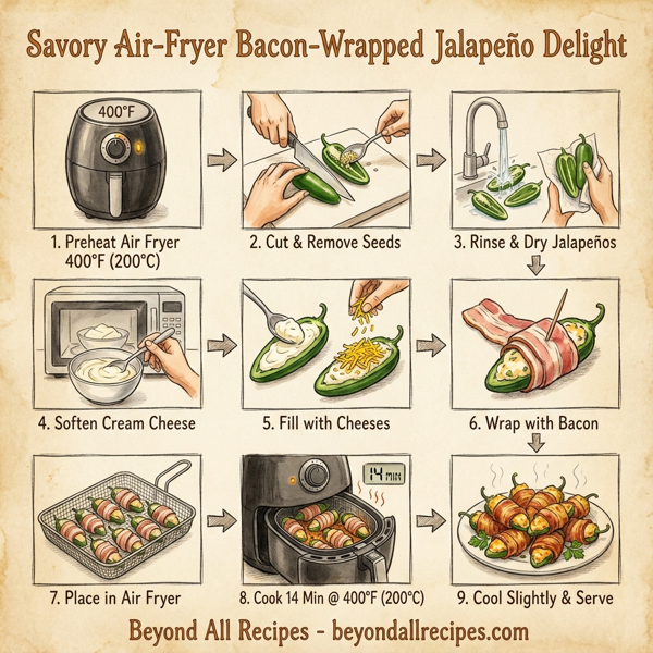 Savory Air-Fryer Bacon-Wrapped Jalapeño Delight instructions