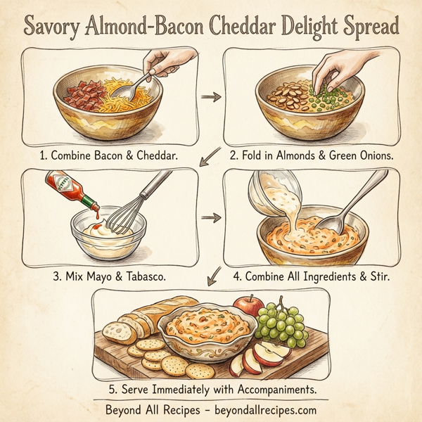 Savory Almond-Bacon Cheddar Delight Spread instructions