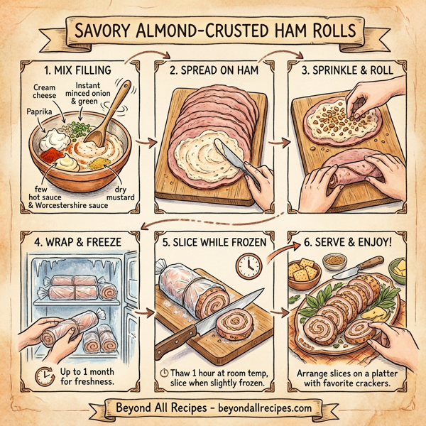 Savory Almond-Crusted Ham Rolls instructions