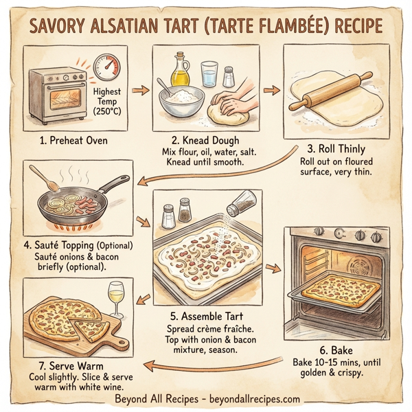 Savory Alsatian Tart (Tarte Flambée) instructions