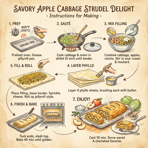Savory Apple Cabbage Strudel Delight instructions
